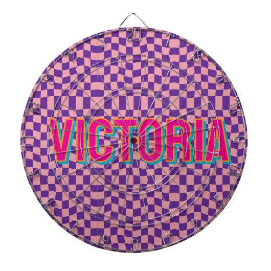2D Retro Farbige Buchstaben Name Dartscheibe (vorne)