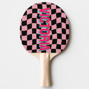 2D Retro Farbige Buchstaben Name Pink Schwarz Tischtennis Schläger