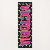 2D Retro Stars Pink Blue Name Yoga Mat Yogamatte (Vorderseite)