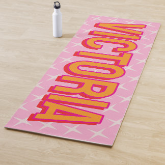 2D Retro Stars Pink Red Name Yoga Mat Yogamatte