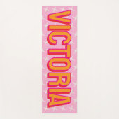 2D Retro Sterne Pink Rot Name Yogamatte (Vorderseite)