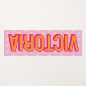 2D Retro Sterne Pink Rot Name Yogamatte (Vorderseite (Horizontal))