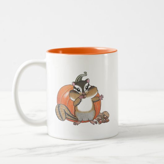 2designs Niedlich Chipmunk Eichhörnchen Halloween  Zweifarbige Tasse (Links)
