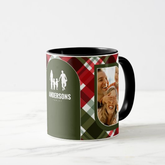 2Foto Kariert Red Green Clan Stewart Tartan Custom Tasse (VorderseiteRechts)