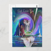 2GodIsNoFantasybywebbie, God Liebe You Postkarte (Vorne/Hinten)
