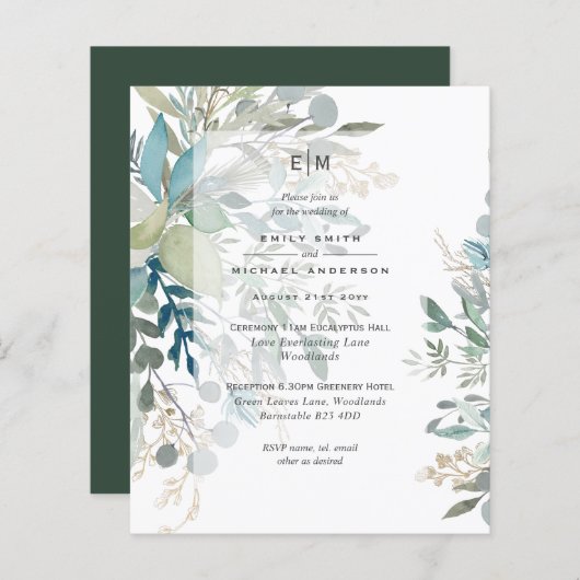 2in1 Greenerity Wedding Zeremonie Empfang Inv. (Vorne/Hinten)