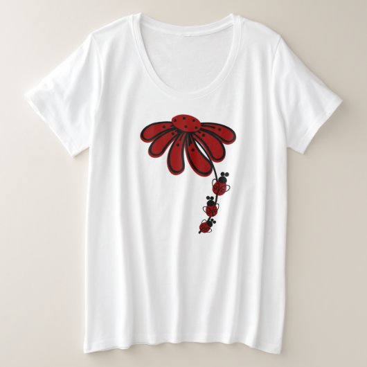#2Marienkäfer doppelseitiges Damen-Plusgröße Große Größe T-Shirt (Design vorne)