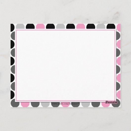 #2Moderne rosa graue Kreise Rezeptionskarten Postkarte (Rückseite)