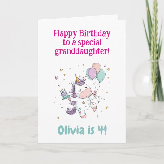 2nd, 3rd, 4th, 5th Birthday, Unicorn, Personalized Karte (Vorderseite)