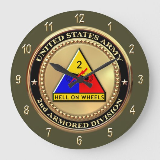 2nd Armor Division Große Wanduhr (Vorderseite)