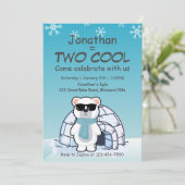 2nd Birthday Boy Two Cool Polar Bear Iglo   Einladung (Stehend Vorderseite)