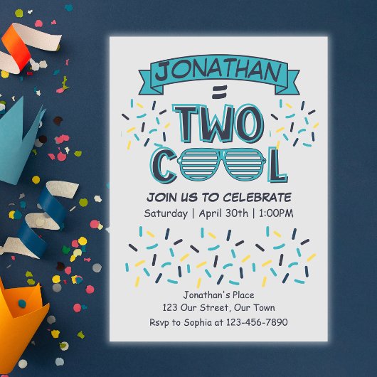 2nd Birthday Boy Two Cool Sunglasses Einladung