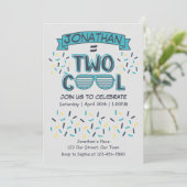 2nd Birthday Boy Two Cool Sunglasses Einladung (Stehend Vorderseite)