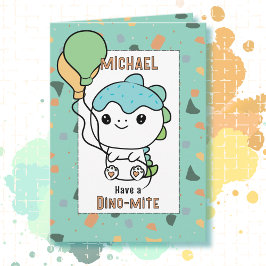 2nd Birthday Cute Dinosaur Cartoon Adorable Dino  Karte