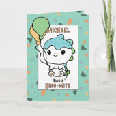 2nd Birthday Cute Dinosaur Cartoon Adorable Dino  Karte (Vorderseite)