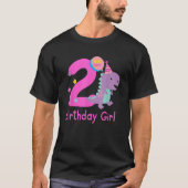 2nd Birthday Dinosaur Girl T Rex Matching Family P T-Shirt (Vorderseite)