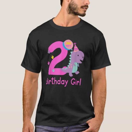 2nd Birthday Dinosaur Girl T Rex Matching Family P T-Shirt (Vorderseite)