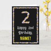 2nd Birthday: Floral Flowers Number, Custom Name Karte (Gelbe Blume)