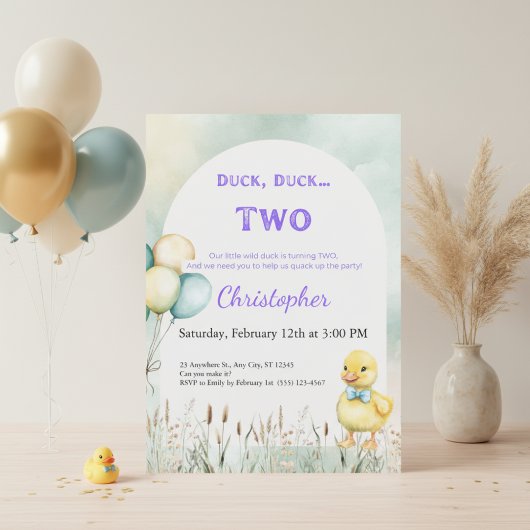 2nd Birthday Invitation Duck Duck Two Theme Einladung