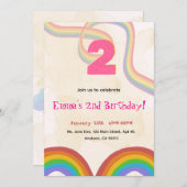 2nd Birthday Invitation Girl Editable Rainbow Einladung (Vorne/Hinten)