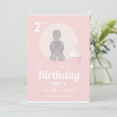 2nd Birthday Party Invitation Pink Cupcake Photo Einladung (Stehend Vorderseite)