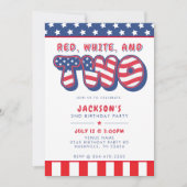 2nd Birthday Party Patriotic USA Flag July 4th Einladung (Vorderseite)