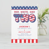 2nd Birthday Party Patriotic USA Flag July 4th Einladung (Stehend Vorderseite)