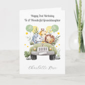 2nd Birthday Safari Car Trio Birthday Card Karte (Vorderseite)