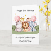 2nd Birthday Safari Leaf Animals Card Karte (Gelbe Blume)