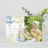 2ND Birthday Tea Party Foto Einladung (Stehend Vorderseite)