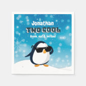 2nd Birthday Two Cool Penguin Boy Serviette (Vorderseite)