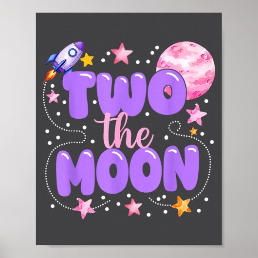 2nd Birthday Two The Moon Birthday Girl 2 Year Old Poster (Vorne)