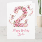 2nd Birthday Whimsy Number Two Fairy Karte (Vorderseite)