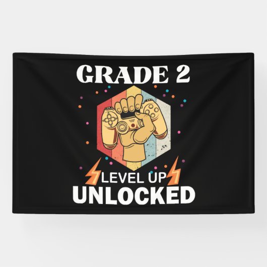 2nd Grad Unlocked Level Up Back To School First Banner (Horizontal)
