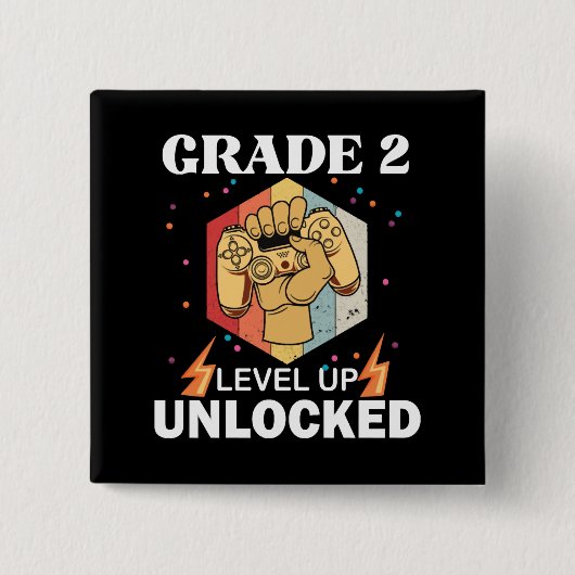 2nd Grad Unlocked Level Up Back To School First Button (Vorderseite)