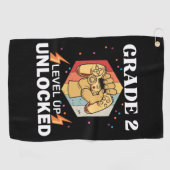 2nd Grad Unlocked Level Up Back To School First Golfhandtuch (Horizontal)