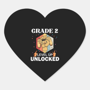 2nd Grad Unlocked Level Up Back To School First Herz-Aufkleber