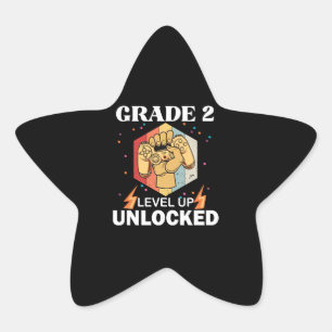 2nd Grad Unlocked Level Up Back To School First Stern-Aufkleber