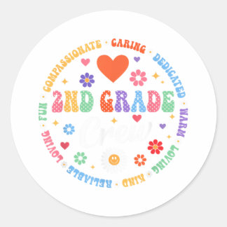 2nd Grade Crew Back To School Teacher Student Firs Runder Aufkleber