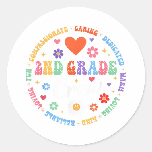 2nd Grade Crew Back To School Teacher Student Firs Runder Aufkleber (Vorderseite)