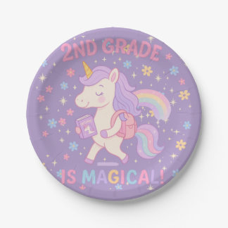 2nd Grade is Magical Back to School Unicorn Pappteller