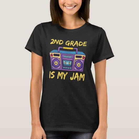 2nd Grade Is My Jam School Retro 80s Boombox Stude T-Shirt (Vorderseite)
