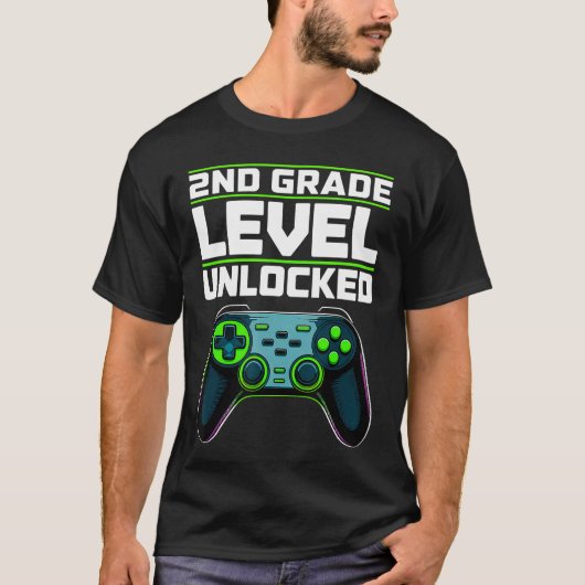 2nd Grade Level Unlocked Gaming Controller Back to T-Shirt (Vorderseite)
