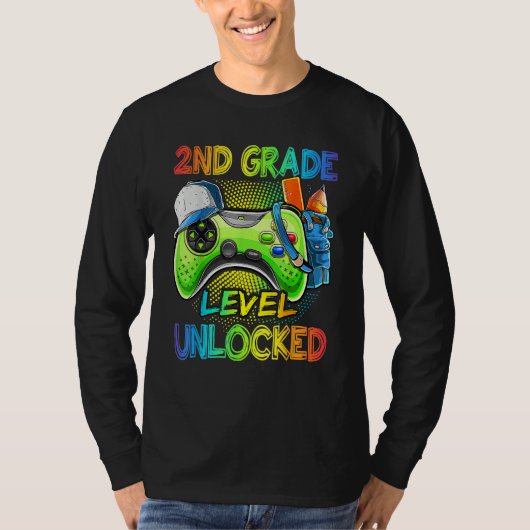 2nd Grade Level Unlocked Video Game Back To School T-Shirt (Vorderseite)