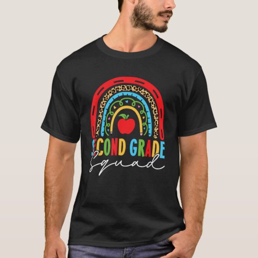 2nd Grade Squad Back To School Rainbow Teachers T-Shirt (Vorderseite)