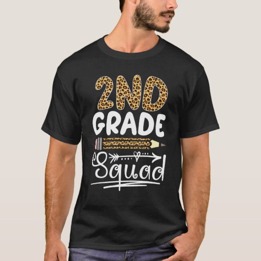 2nd Grade Squad Leopard Back To School Second Grad T-Shirt (Vorderseite)