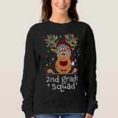 2nd Grade Squad Plaid Reindeer Santa Hat Teacher C Sweatshirt (Vorderseite)