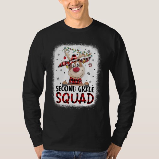 2nd Grade Squad Plaid Reindeer Santa Hat Teacher C T-Shirt (Vorderseite)