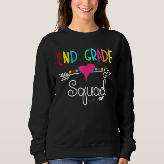 2nd Grade Squad Second Teacher Student Team Back T Sweatshirt (Vorderseite)