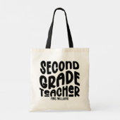 2nd Grade Teacher Black Typography Design  Tragetasche (Rückseite)